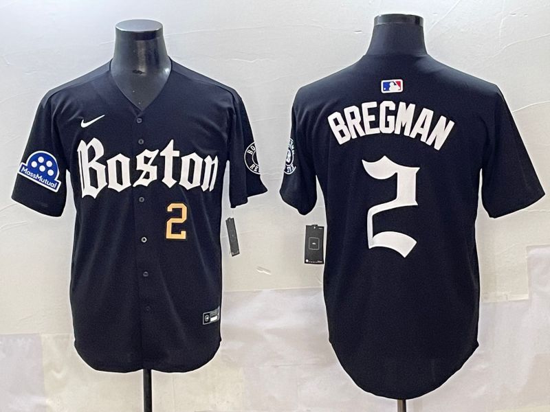 Men 2025 Boston Red Sox #2 Bregman Black Five generations Joint Name Nike MLB Jersey style 8